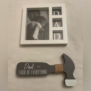 “DAD” Photo Frame & Wooden Decor 2Pc Set NWT